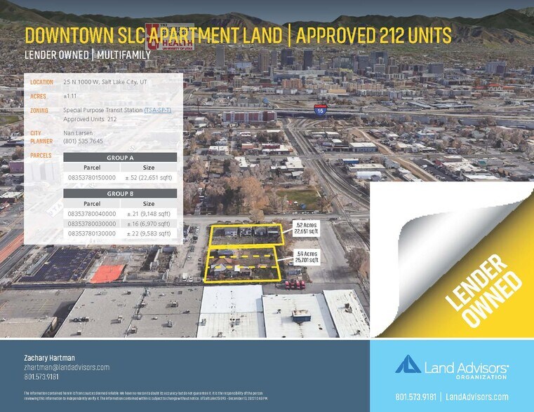 25 N 1000 W, Salt Lake City, UT 84116 Downtown SLC Apartment Land