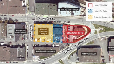 842-850 Powell St, Vancouver, BC - AERIAL  map view