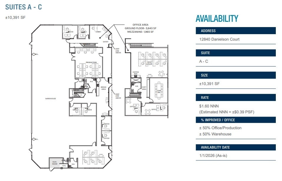 12760 Danielson Ct, Poway, CA for lease Floor Plan- Image 1 of 2