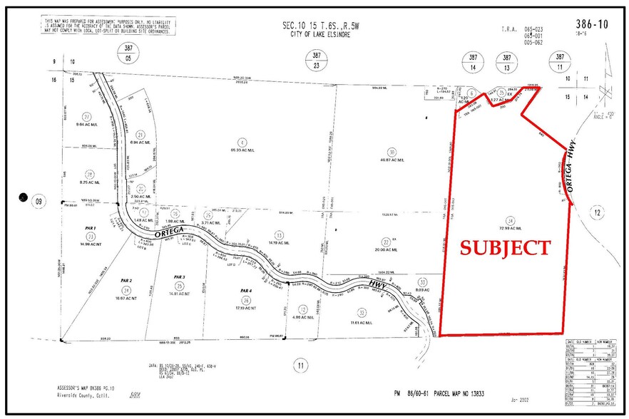 Ortega (SR 74) Hwy, Lake Elsinore, CA for sale - Plat Map - Image 3 of 3