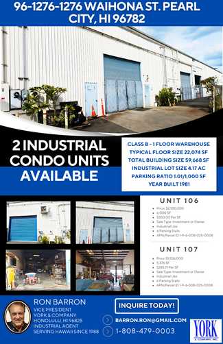 More details for 96-1276-1276 Waihona St, Pearl City, HI - Industrial for Sale