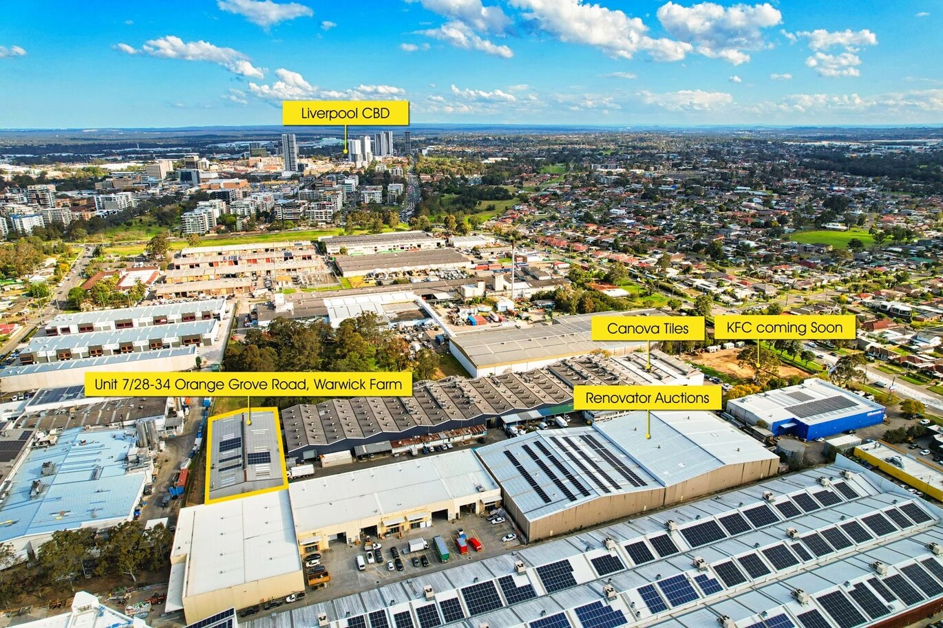 28-34 Orange Grove Rd, Warwick Farm for lease Aerial- Image 1 of 7
