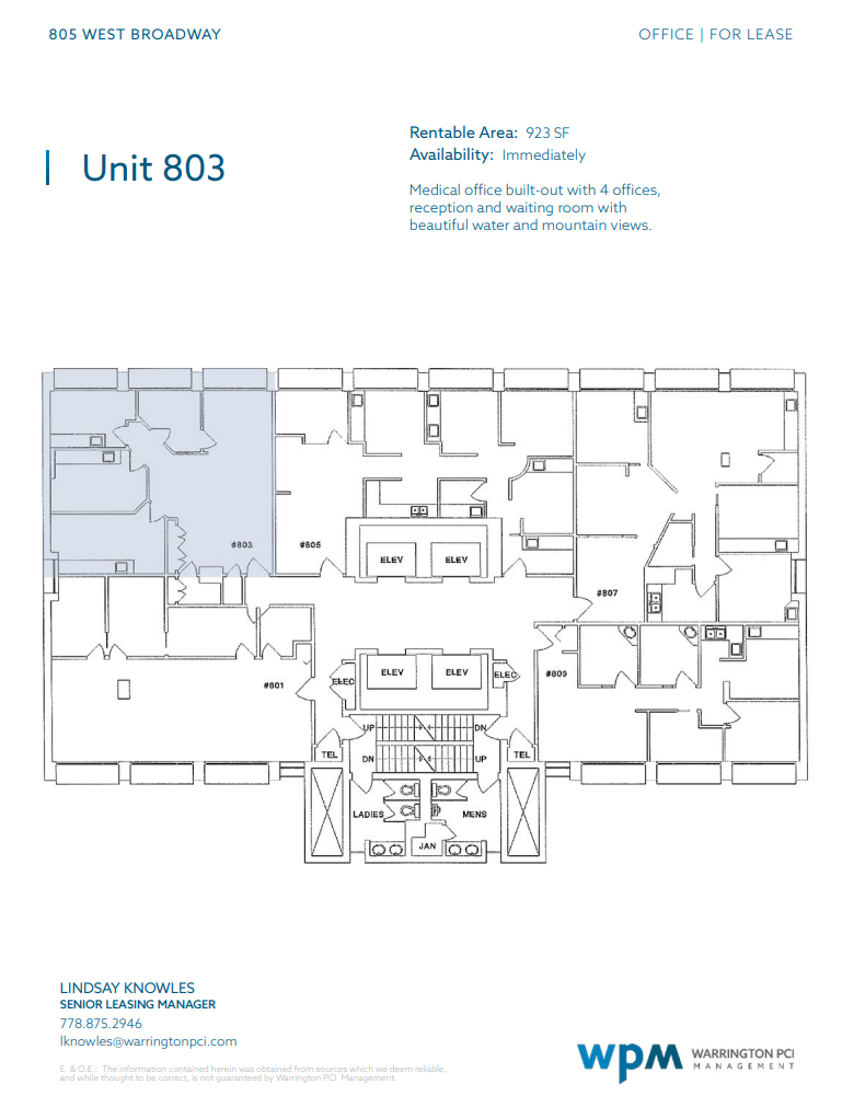 805 W Broadway, Vancouver, BC for lease Floor Plan- Image 1 of 1