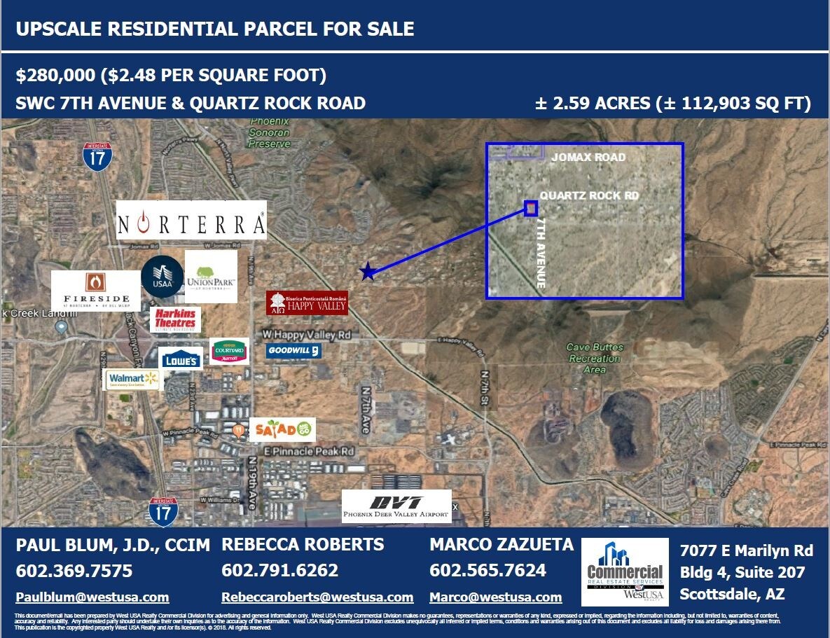 7th Avenue & Quartz Rock Rd, Phoenix, AZ for sale Primary Photo- Image 1 of 1