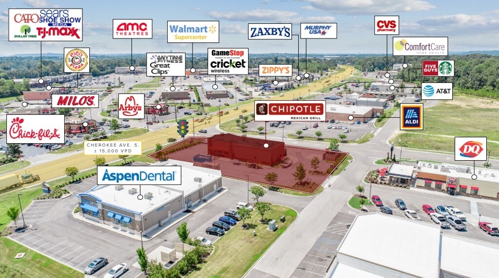 1821 Cherokee Ave SW, Cullman, AL for sale Aerial- Image 1 of 1