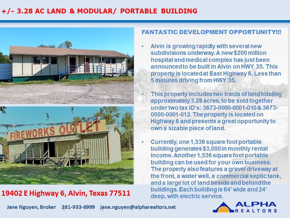Two Portable Buildings and Land for Sale Alvin, TX for Sale