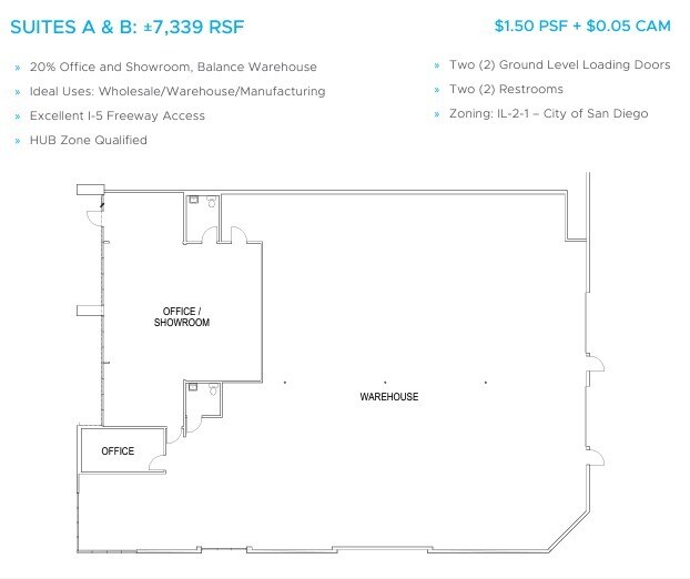 2222 Verus St, San Diego, CA for lease Floor Plan- Image 1 of 1