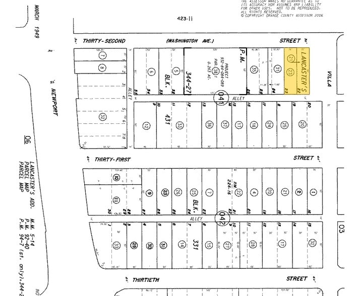 3109-3115 Villa Way, Newport Beach, CA for lease - Plat Map - Image 2 of 7