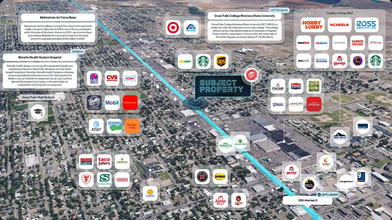 1518 10th Ave S, Great Falls, MT - aerial  map view