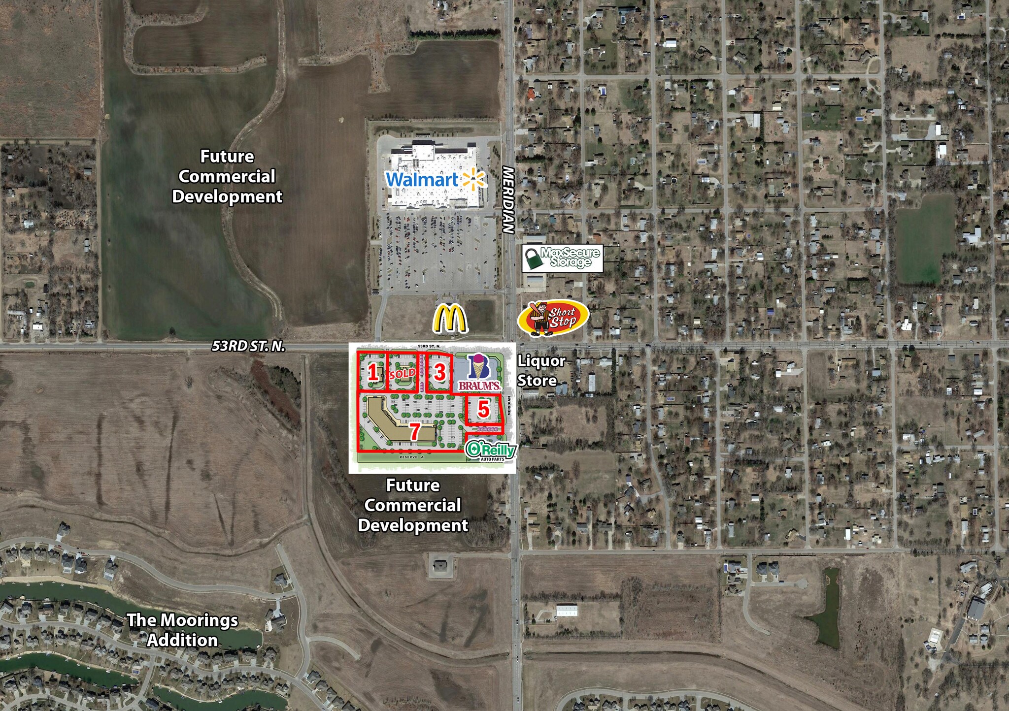 Meridian & 53rd St North, SW/C, Wichita, KS for sale Aerial- Image 1 of 1