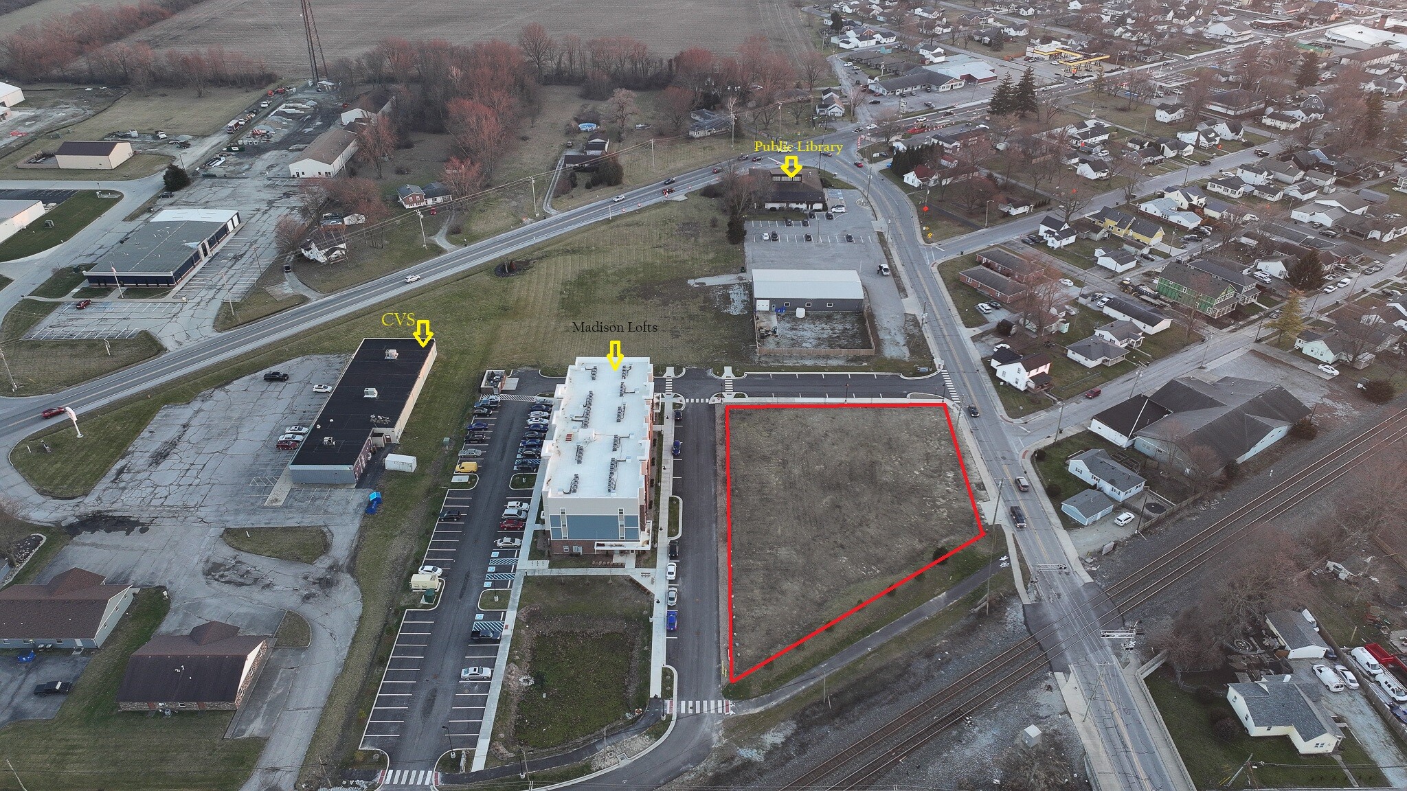 215 S Madison St, Fortville, IN for sale Aerial- Image 1 of 6