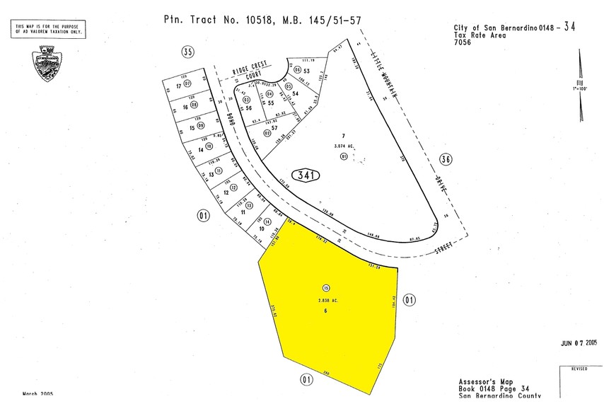 Bond St & Little Mountain Dr, San Bernardino, CA for sale - Plat Map - Image 1 of 2