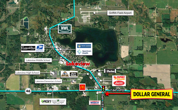 9454 N Greenville Rd, Lakeview, MI - aerial  map view