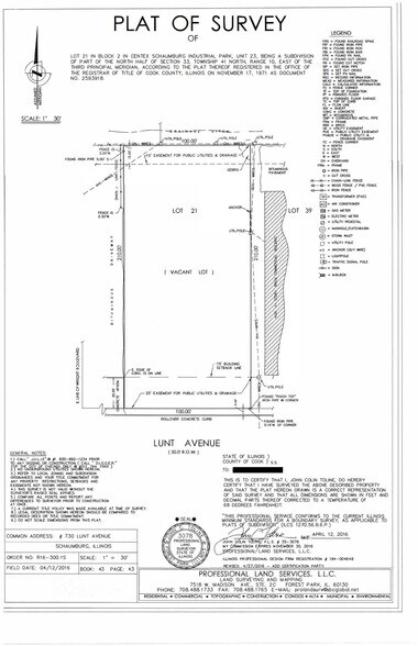 730 Lunt Ave, Schaumburg, IL for sale - Plat Map - Image 1 of 1