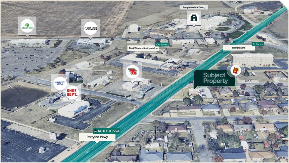 100 E 28th Ave, Pampa, TX for sale - Aerial - Image 3 of 3