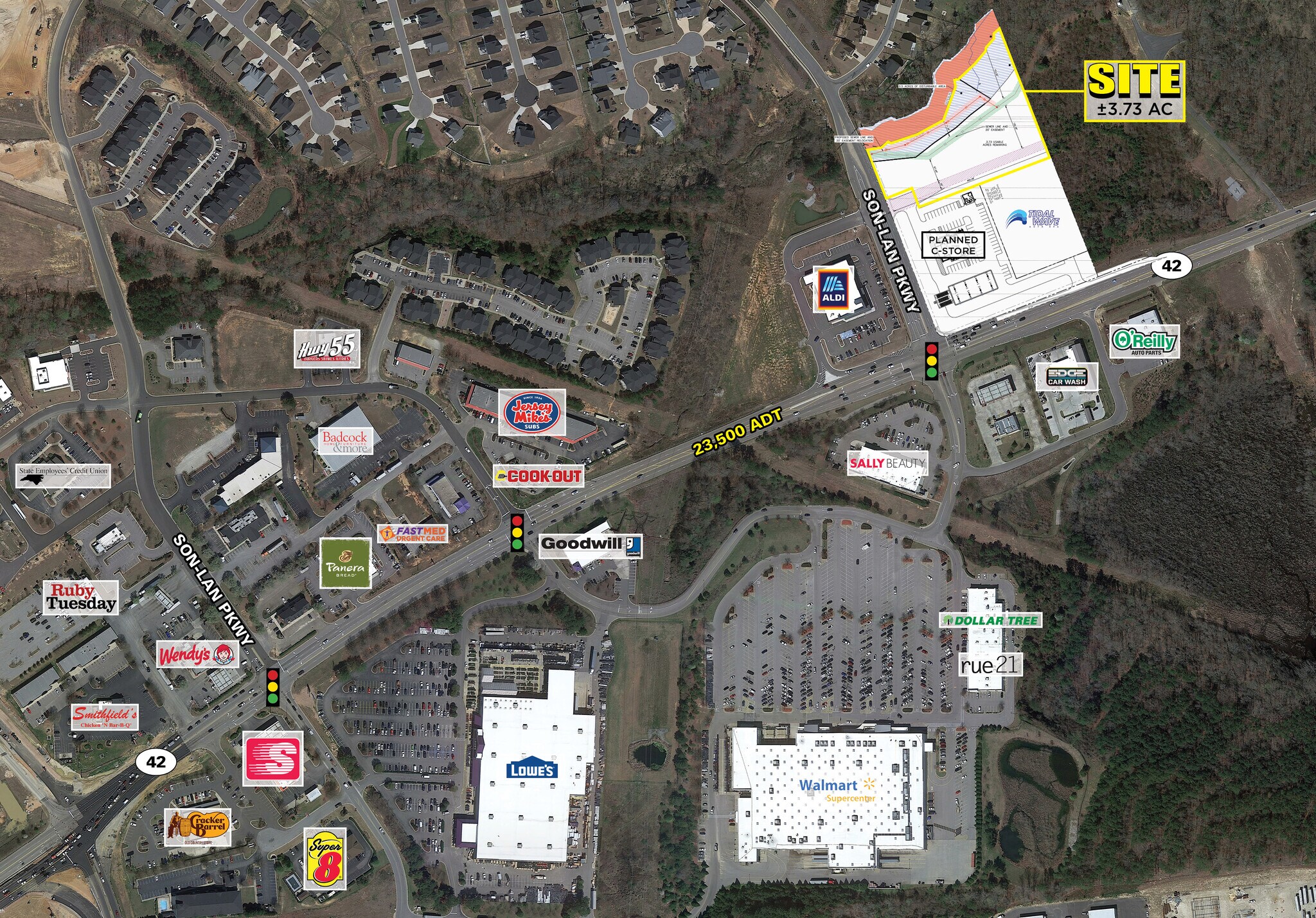 NC-42 Hwy, Garner, NC for sale Aerial- Image 1 of 1