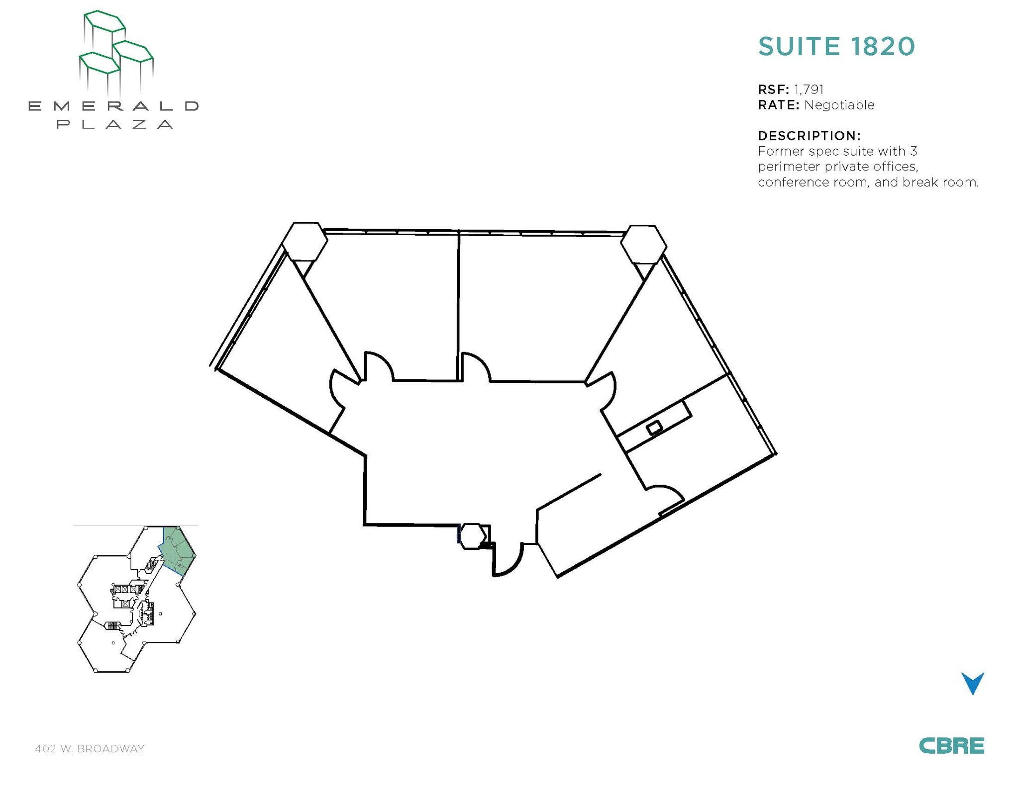 402 W Broadway, San Diego, CA for lease Floor Plan- Image 1 of 1
