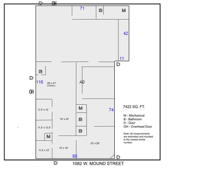 1082 W Mound St, Columbus, OH for lease - Floor Plan - Image 3 of 7