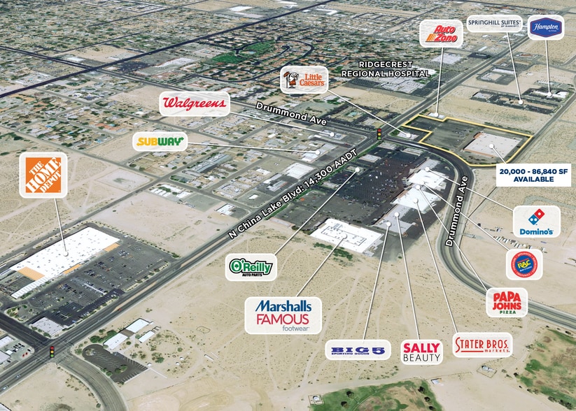 910 N China Lake Blvd, Ridgecrest, CA for lease - Aerial - Image 2 of 2