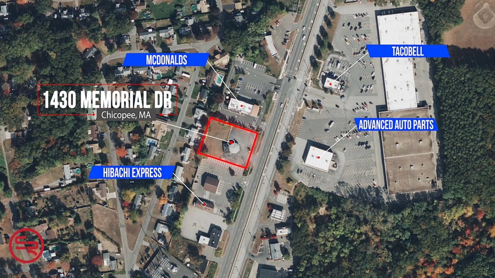 1430 Memorial Dr, Chicopee, MA for lease - Aerial - Image 3 of 10