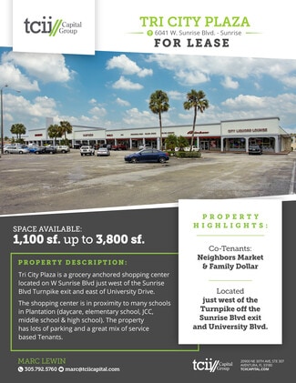 More details for 5995-6081 W Sunrise Blvd, Sunrise, FL - Retail for Lease