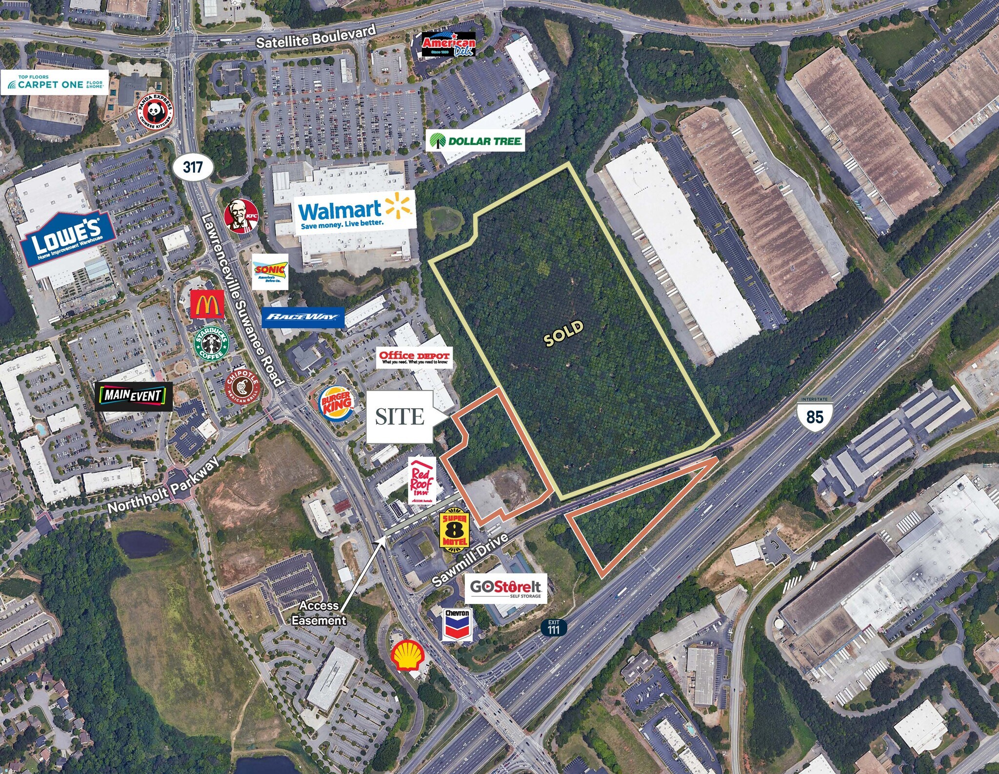 Sawmill & Lawrenceville Suwanne Rd, Suwanee, GA for sale Aerial- Image 1 of 1