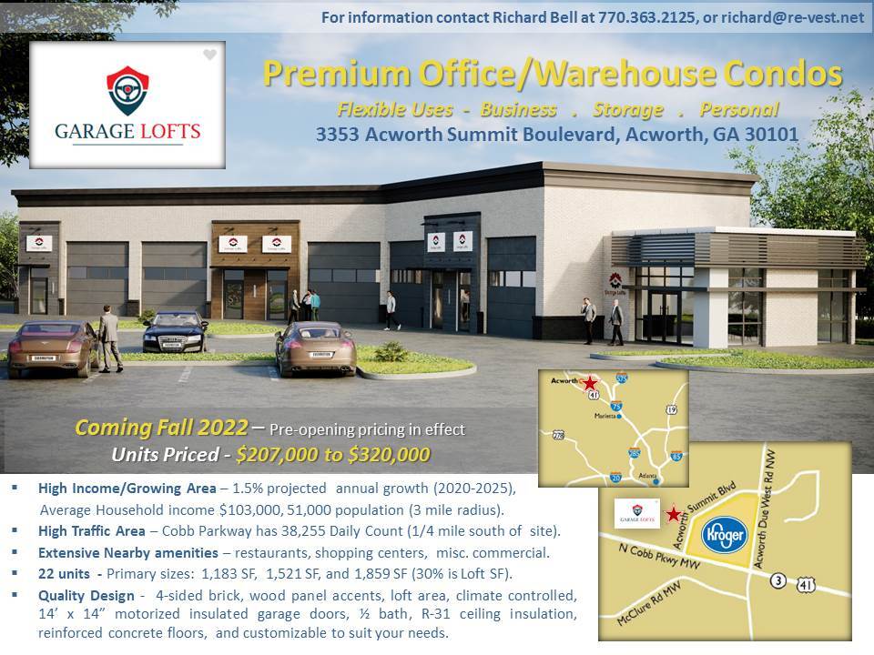 Acworth & Buford Garage Lofts portfolio of 2 properties for sale on LoopNet.com Primary Photo- Image 1 of 3