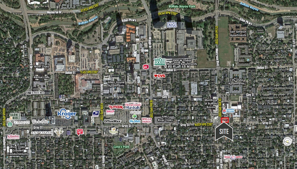 1000-1020 W Gray St, Houston, TX for lease - Aerial - Image 3 of 5