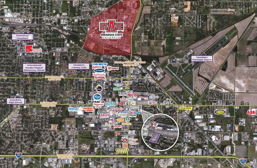 East Highland Drive & Brazos Street, Jonesboro, AR for sale - Aerial - Image 2 of 2