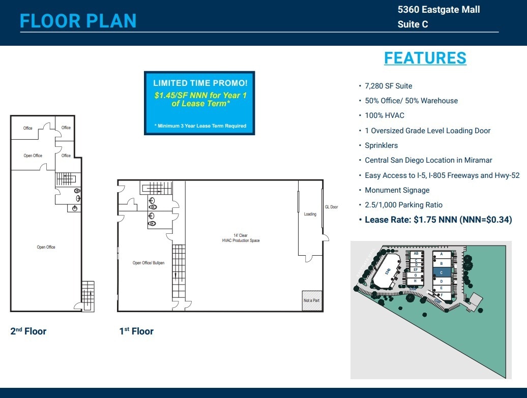 5340 Eastgate Mall, San Diego, CA for lease Floor Plan- Image 1 of 1