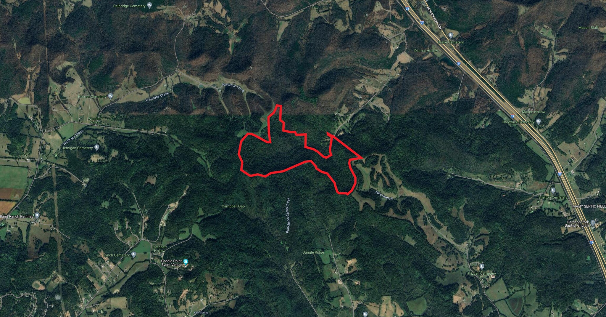 Jake Branch Rd/Eaton Hollow/Dismal Hollow Rds, Beechgrove, TN for sale Aerial- Image 1 of 3