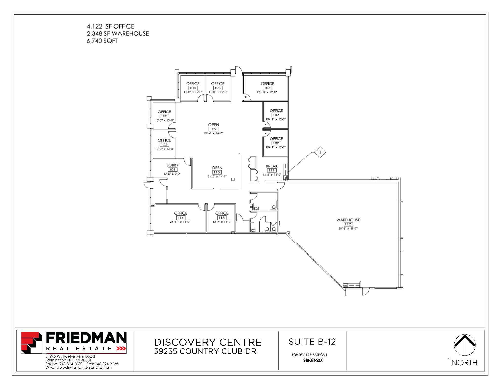 39205 Country Club Dr, Farmington Hills, MI for lease Floor Plan- Image 1 of 2