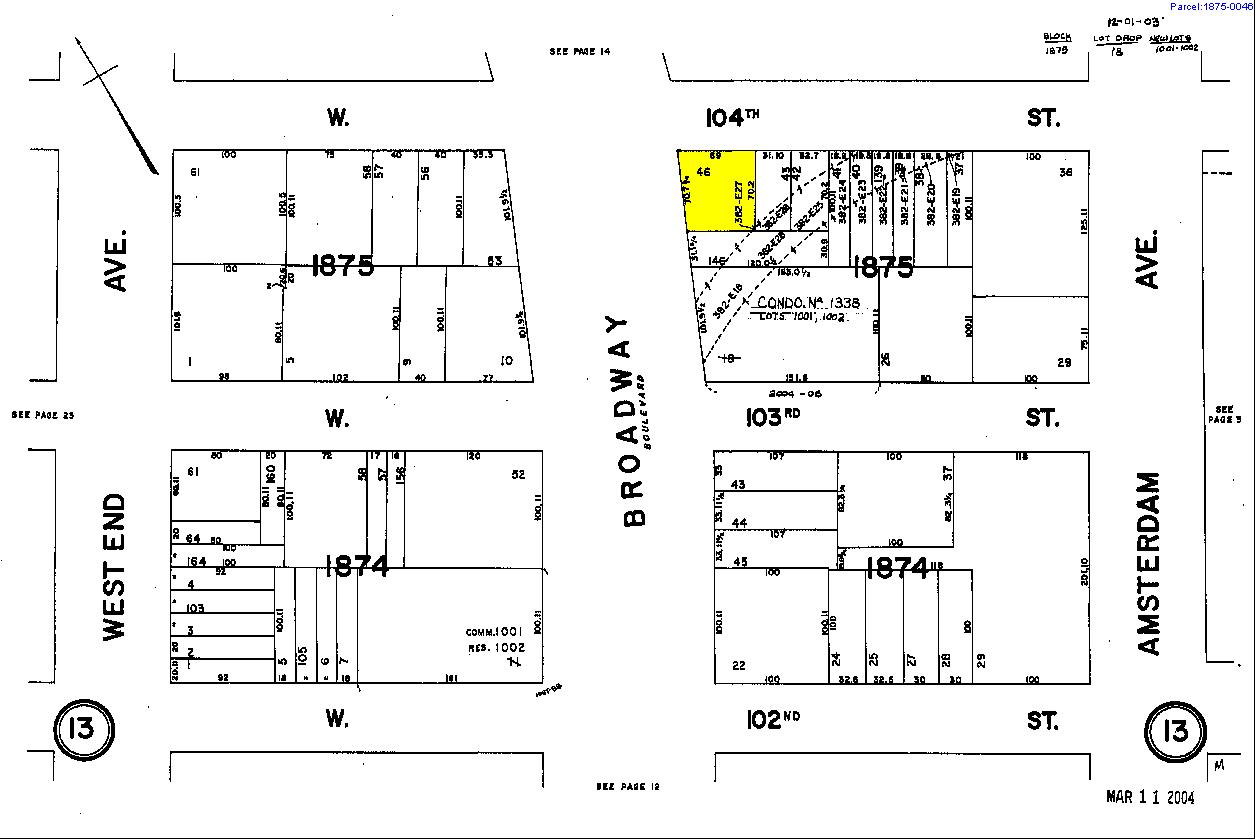 2710-2714 Broadway, New York, NY for sale Plat Map- Image 1 of 1