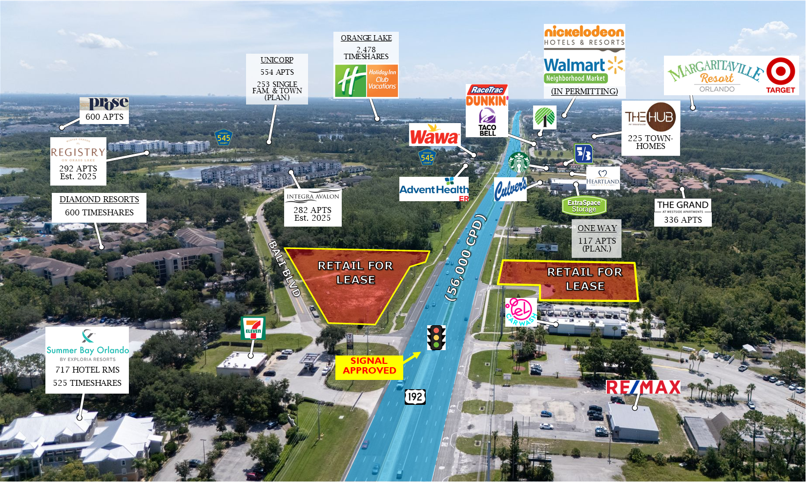 US 192 (W Irlo Bronson Memorial Hwy), Kissimmee, FL for lease Aerial- Image 1 of 4