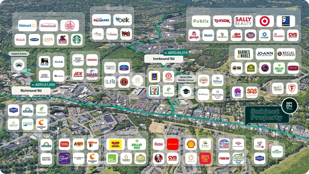 1989 Richmond Rd, Williamsburg, VA for lease - Aerial - Image 2 of 2