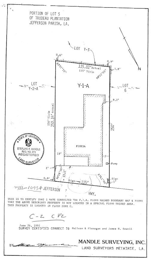 10934 Jefferson Hwy, River Ridge, LA for sale Plat Map- Image 1 of 1