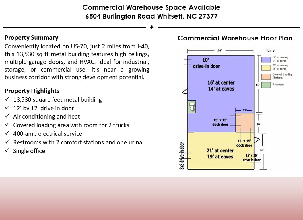 6504 Burlington Rd, Whitsett, NC for lease Floor Plan- Image 1 of 2