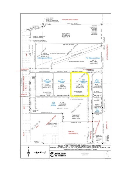 705 Edgewood Street, Marshalltown, IA for sale - Plat Map - Image 1 of 1