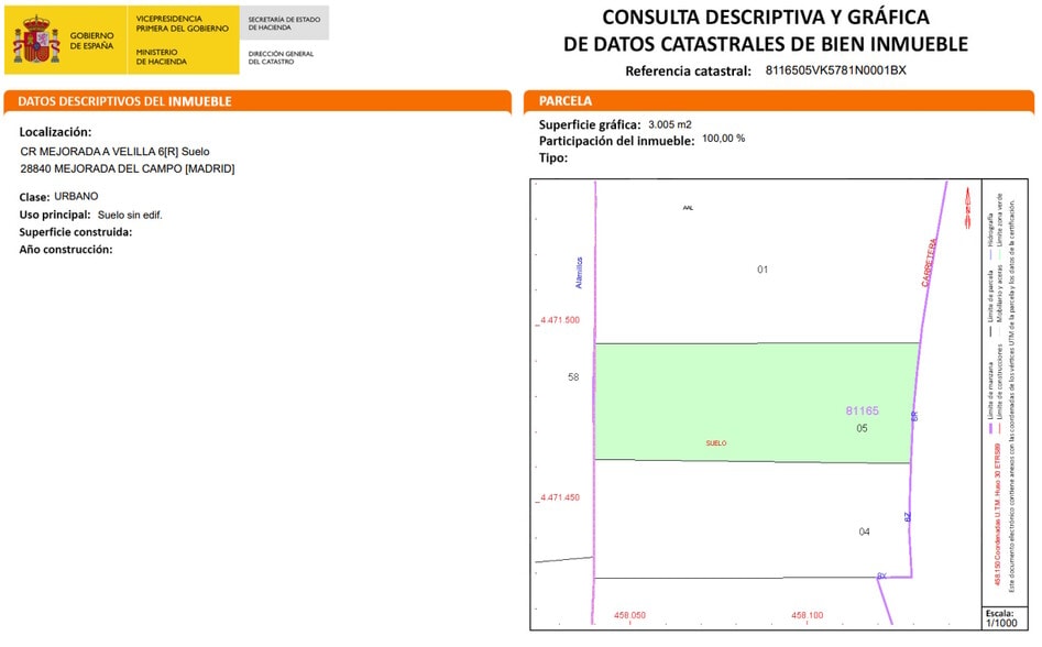 Land in Mejorada del Campo, Madrid for sale - Plat Map - Image 2 of 6