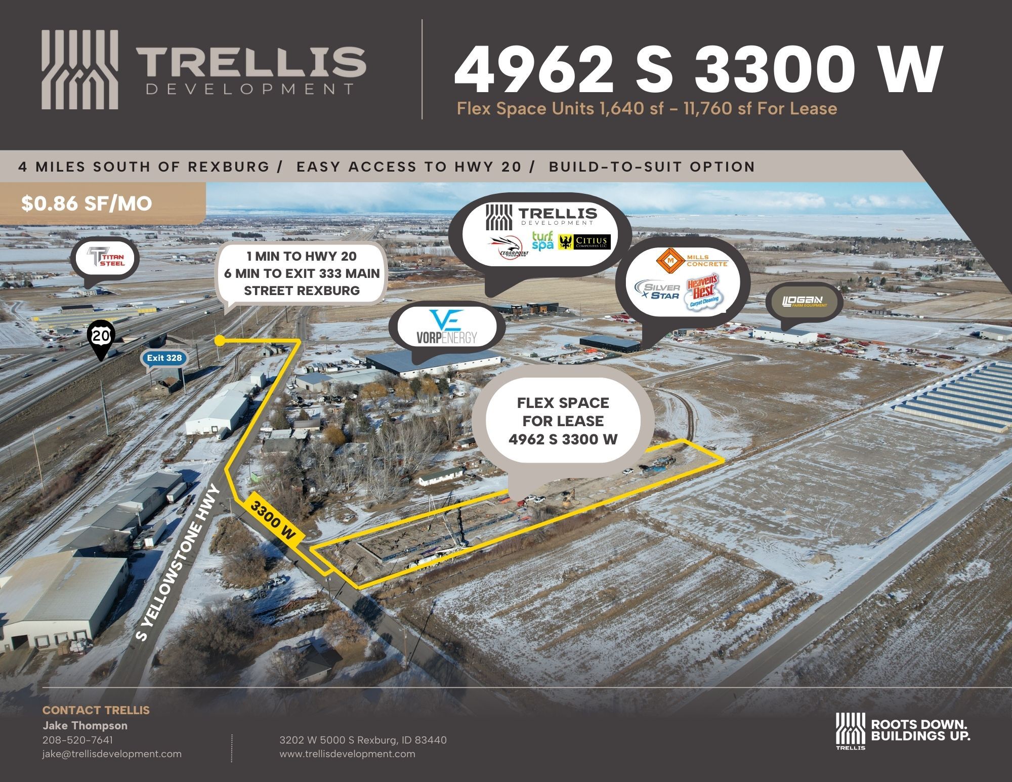 4962 3300 w, Rexburg, ID for lease Aerial- Image 1 of 13