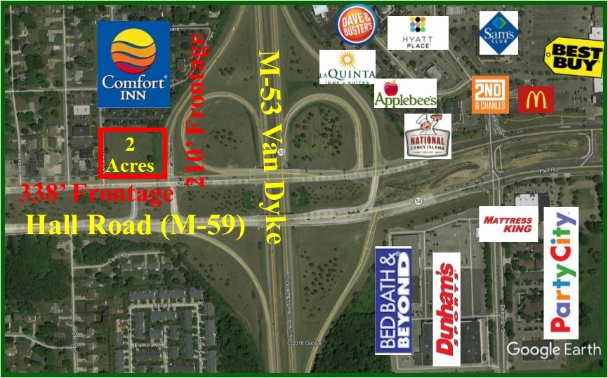 M-59 Hall Rd, Utica, MI for lease - Aerial - Image 1 of 3