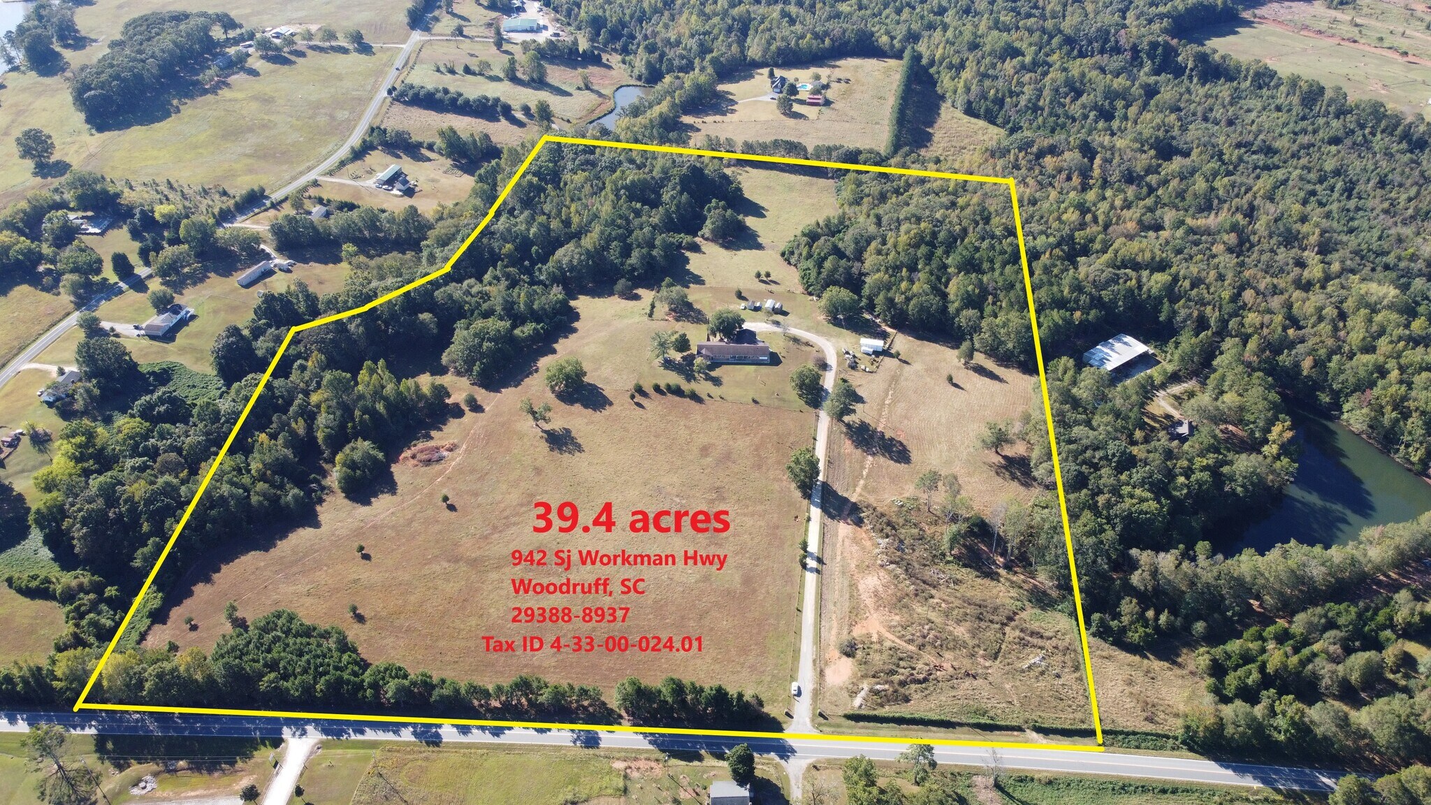 942 Sj Workman Hwy, Woodruff, SC for sale Aerial- Image 1 of 7
