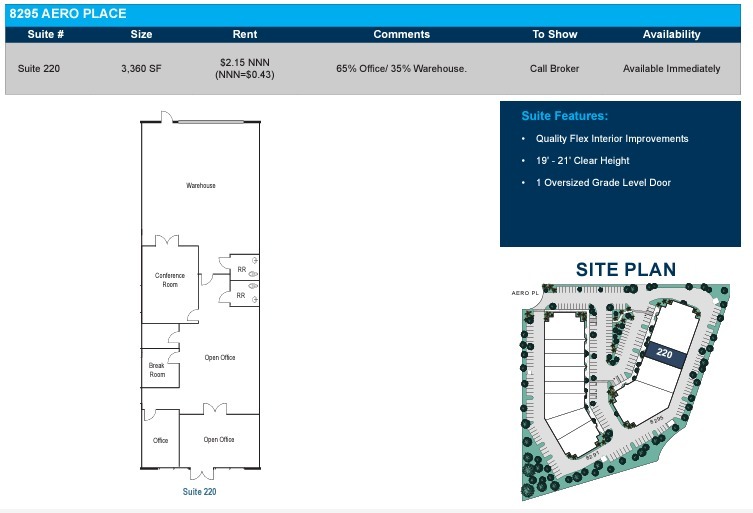 8295 Aero Pl, San Diego, CA for lease Floor Plan- Image 1 of 2