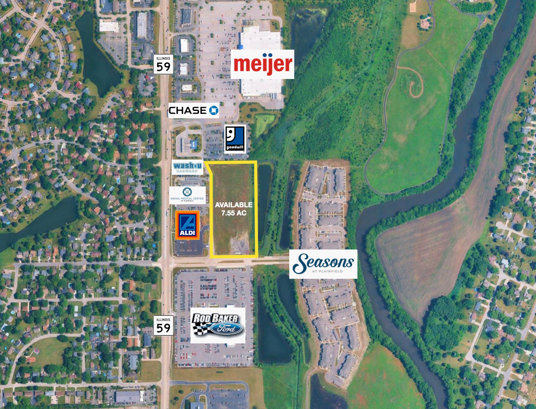 SEC RT 59 & Joseph St, Plainfield, IL for sale Aerial- Image 1 of 5