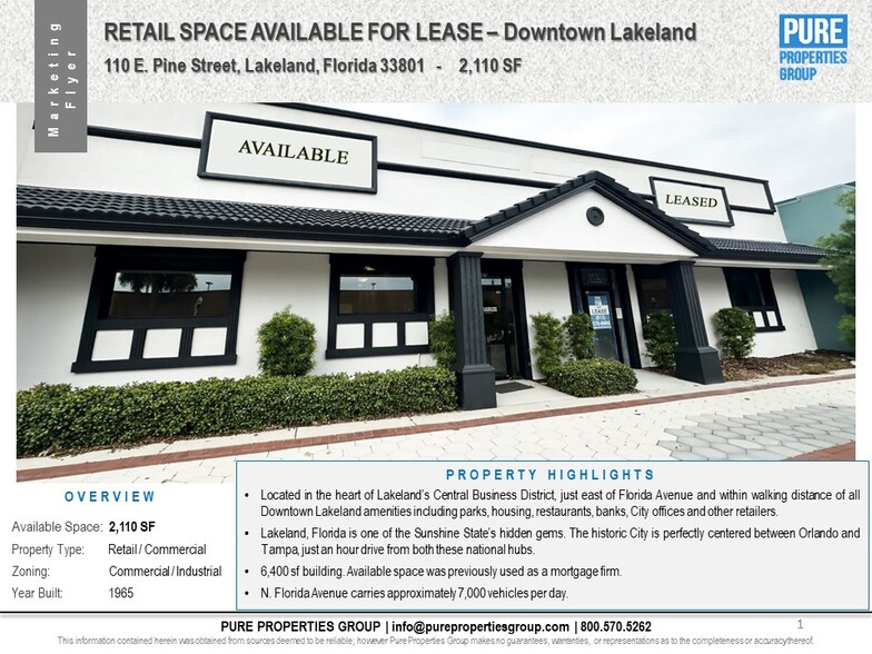 110 E Pine St, Lakeland, FL for lease - Building Photo - Image 1 of 4