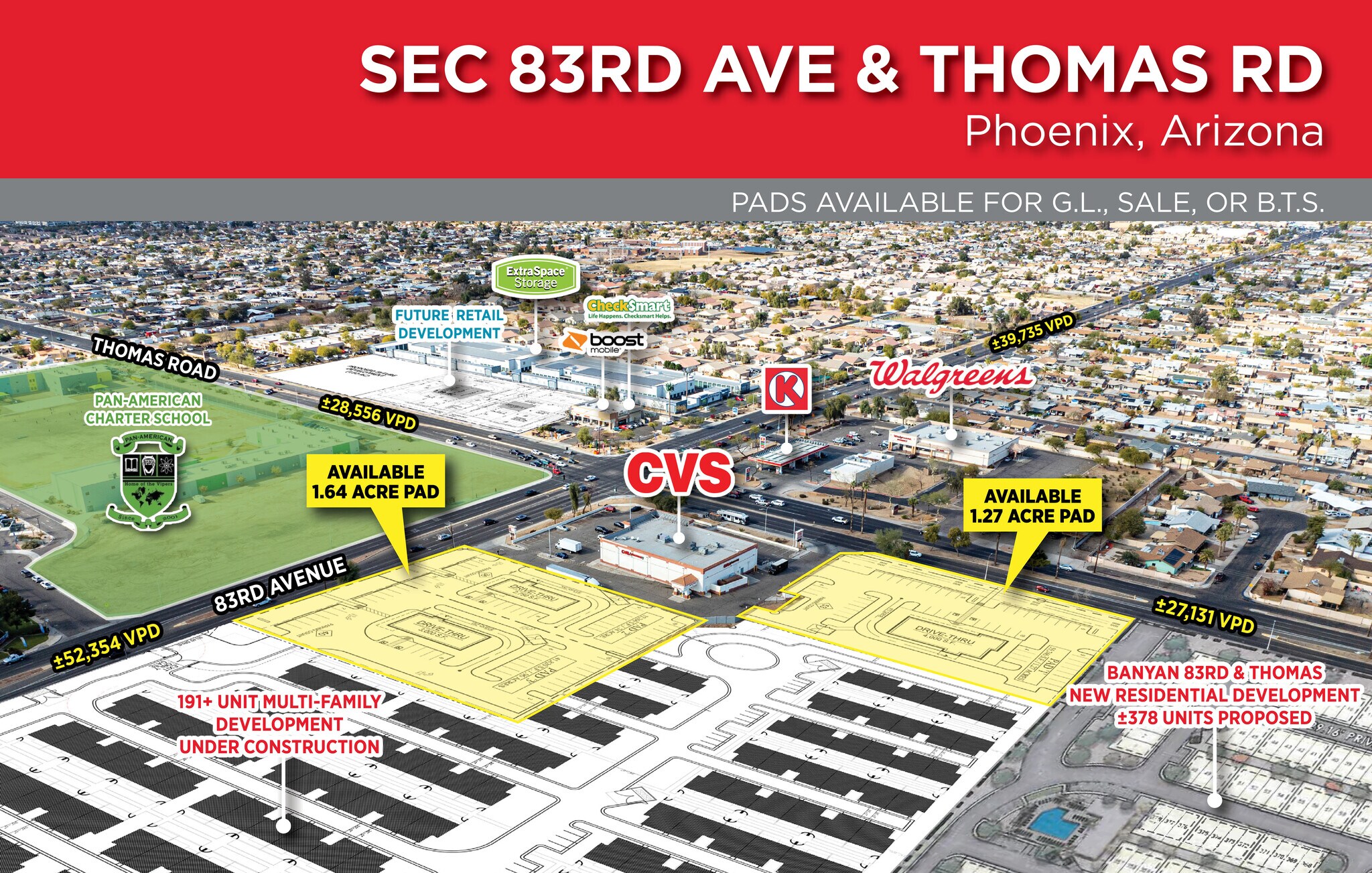 SEC 83rd Ave & Thomas Rd, Phoenix, AZ for lease Aerial- Image 1 of 2