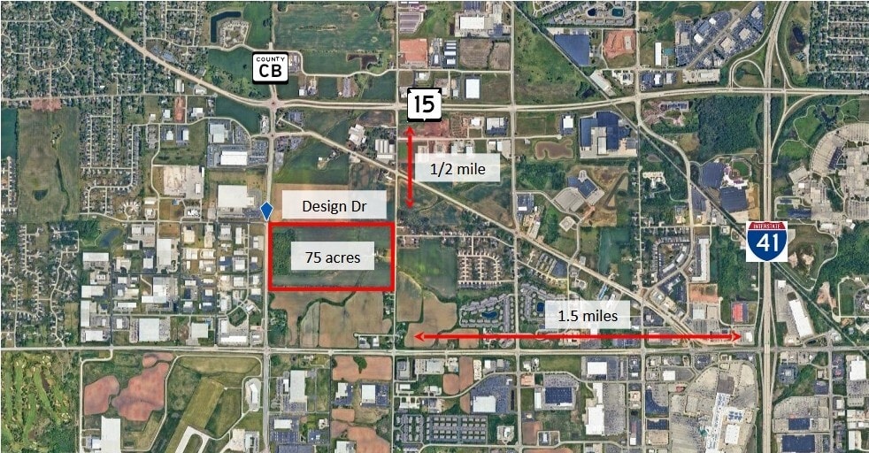 Highway CB and Design Drive, Greenville, WI for lease - Aerial - Image 2 of 4