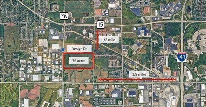 Highway CB and Design Drive, Greenville, WI - AERIAL  map view