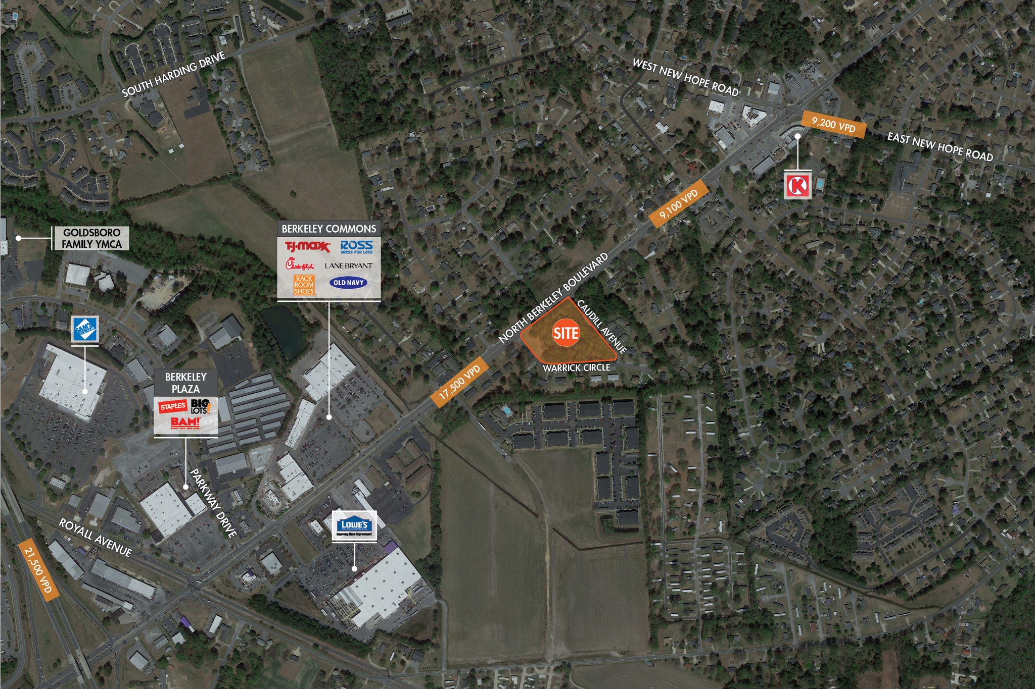 North Berkeley Blvd, Goldsboro, NC for sale Aerial- Image 1 of 3