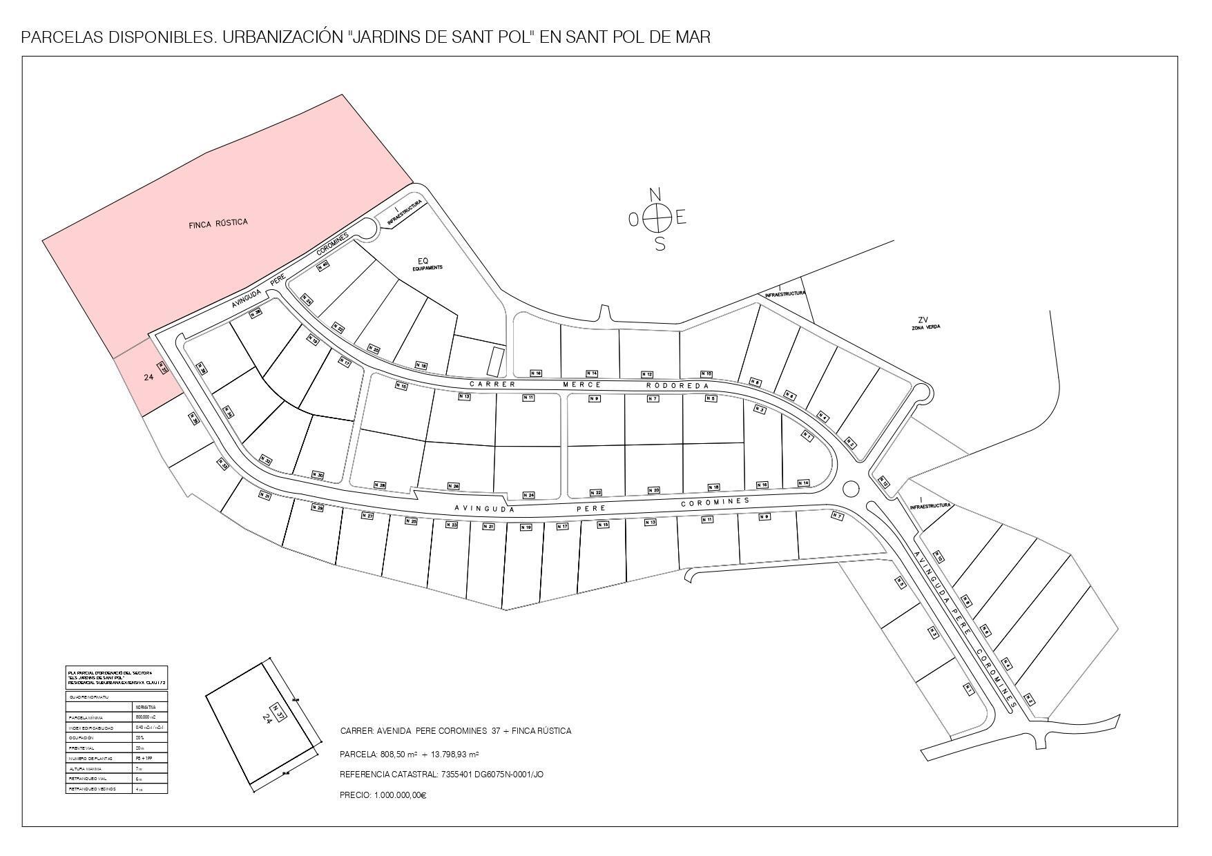 37 Avinguda de Pere Coromines, Sant Pol de Mar, Barcelona for sale Plat Map- Image 1 of 2